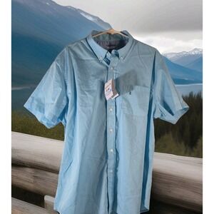 SADDLEBRED Traveler Adaptive Cool Sz XL Men's Button Up Shirt Short Slv Blue